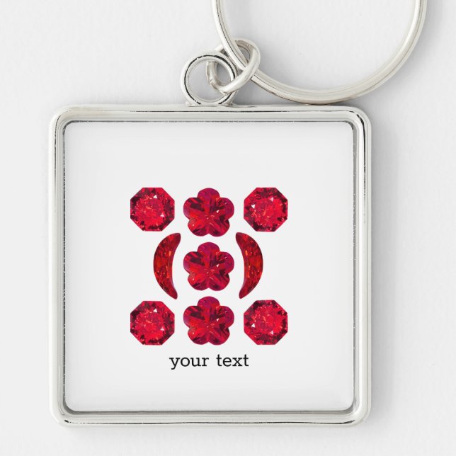 Ruby Gemstone Art, Red Keychain (Front)