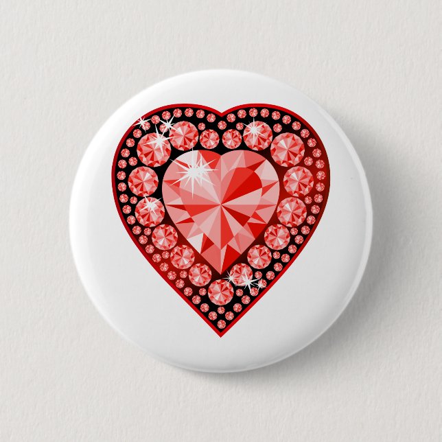 Ruby Gemstone Heart Button (Front)