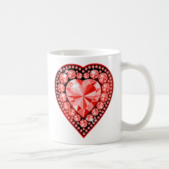 Ruby Gemstone Heart Coffee Mug (Right)