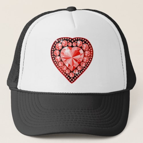 Ruby Gemstone Heart Trucker Hat