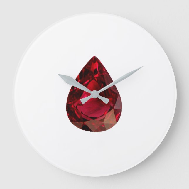 Ruby Gemstone July Birthstone Red Large Clock (Front)