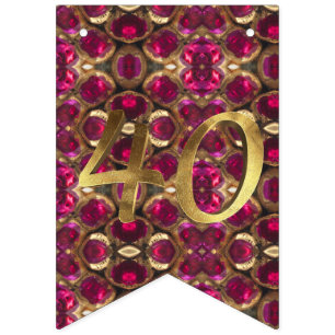 Ruby Gemstone Pattern 40th Wedding Anniversary Bunting Flags