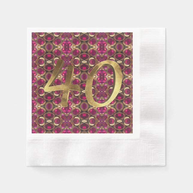 Ruby Gemstone Pattern 40th Wedding Anniversary Napkins (Front)