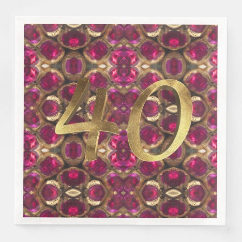 Ruby Gemstone Pattern 40th Wedding Anniversary Paper Dinner Napkins