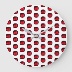 Ruby Gemstone Pattern, July Birthstone Large Clock
