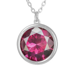 Ruby Gemstone Pattern Silver Plated Necklace