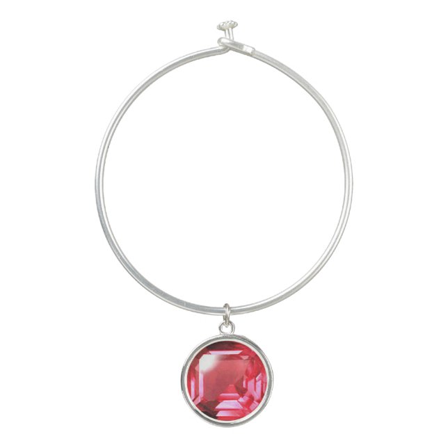 Ruby Gemstone Pink Bangle Bracelet (Front)