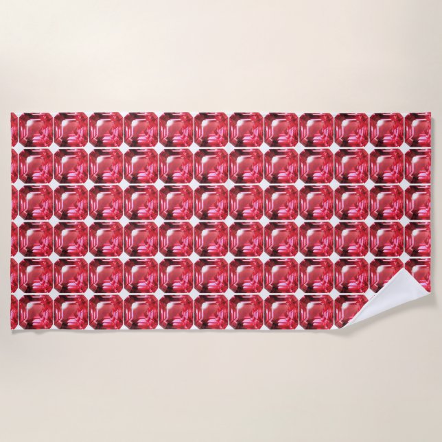 Ruby Gemstone Pink Beach Towel (Front)