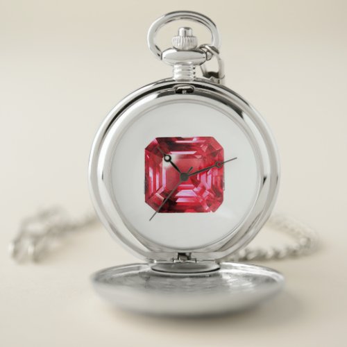 Ruby Gemstone Pink Pocket Watch