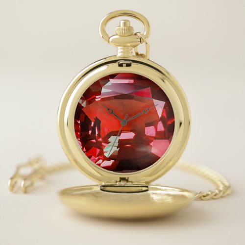 Ruby Gemstone Red Pocket Watch