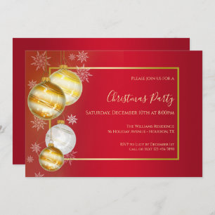 Ruby & Gold Festive Christmas Party Invitation