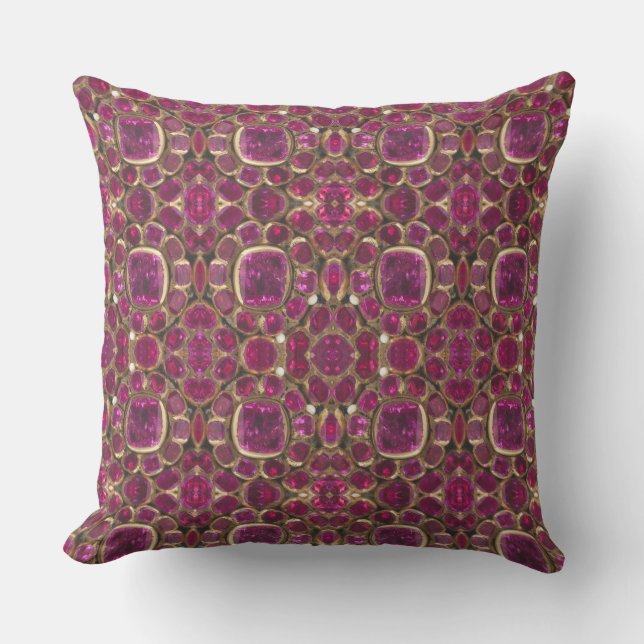 Ruby Gold Gemstone Pattern Elegant Chic Outdoor Pillow (Front)