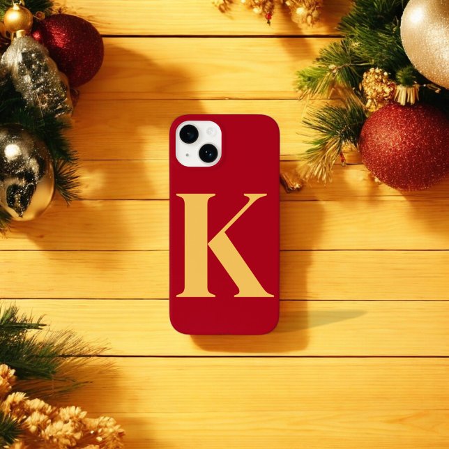 Ruby Gold Initial Personalized Monogram Design  Case-Mate iPhone Case (Creator Uploaded)