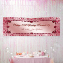 Ruby Happy 40th Wedding Anniversary Banner