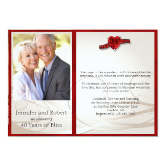 Ruby Heart 40th Wedding Anniversary Invitation