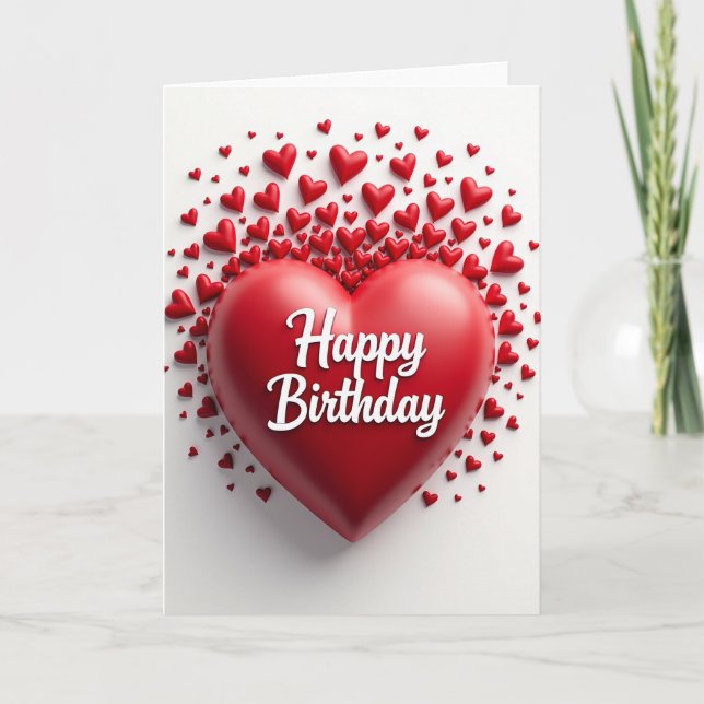 Ruby Heart Birthday Card (Front)
