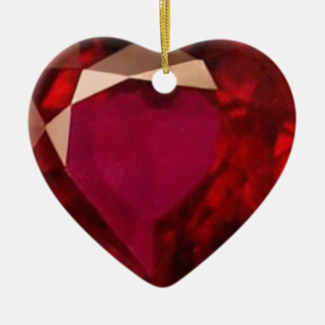 Ruby Heart Ceramic Ornament (Front)