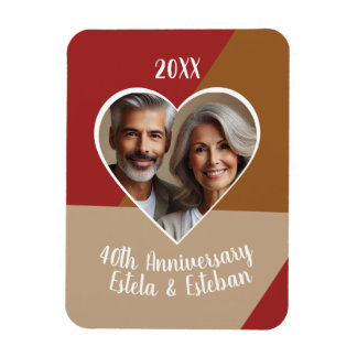 Ruby Heart Custom Photo Anniversary Keepsake Magnet