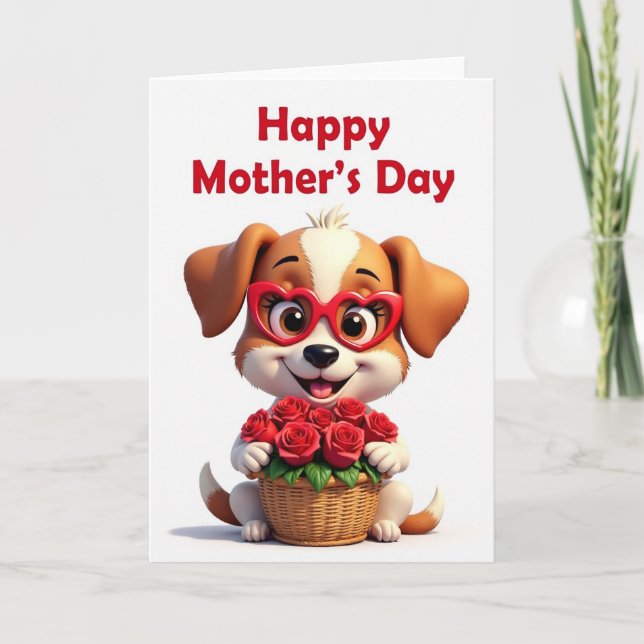 Ruby Heart Dog Mothers Day Card (Front)