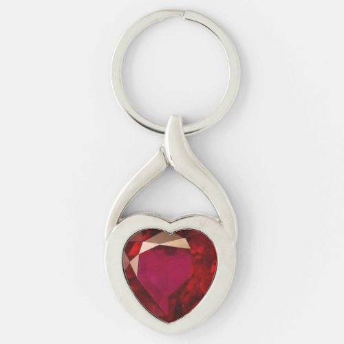 Ruby Heart Keychain