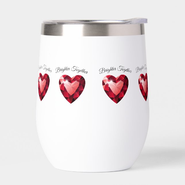 Ruby Heart Love Thermal mug Valentine Gift  Wine Tumbler (Left)