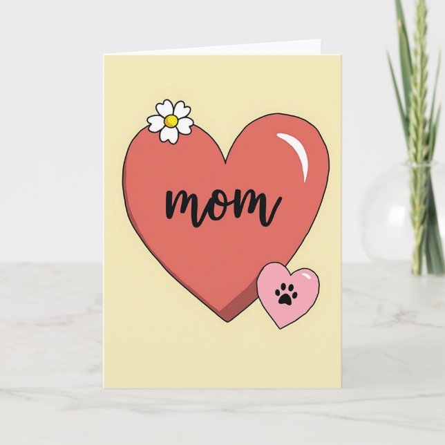 Ruby Heart Mom Illustration Card (Front)