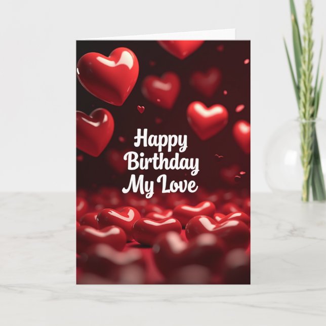 Ruby Hearts Birthday Card (Front)