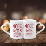 Ruby Hearts Confetti 40th Wedding Anniversary Coffee Mug Set<br><div class="desc">A fun,  unique and customisable gift to celebrate a 40th ruby wedding anniversary. Designed by Thisisnotme©</div>