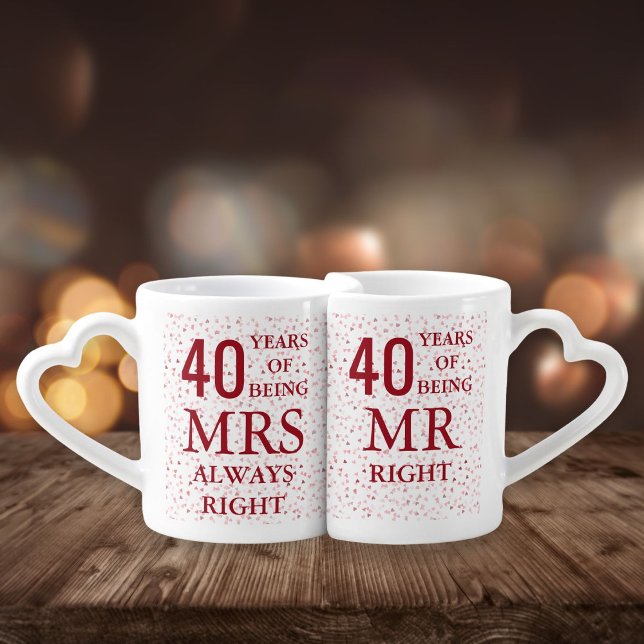 Ruby Hearts Confetti 40th Wedding Anniversary Coffee Mug Set (Creator Uploaded)