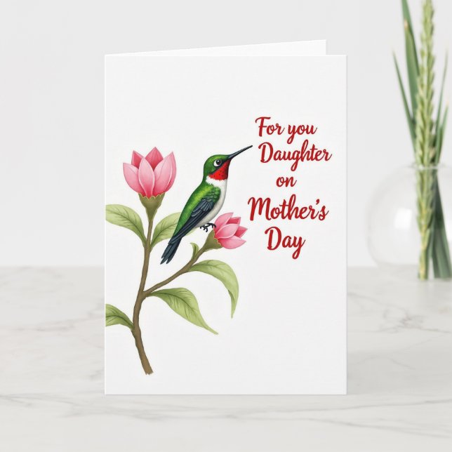 Ruby Hummingbird Mothers Day Card (Front)