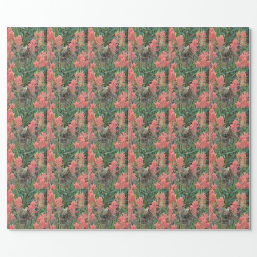 Ruby in Red Flowers Hummingbird Wrapping Paper