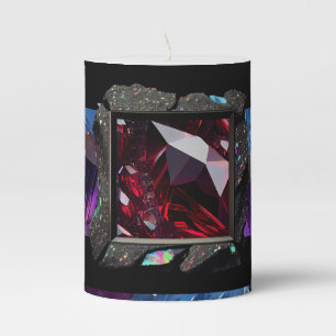 Ruby Jewel Gemstones Healing Crystals Pillar Candle
