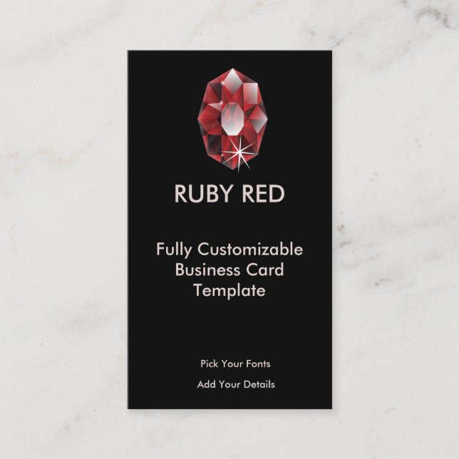 Ruby Jewel - Red Ruby Logo Business Card (Front)