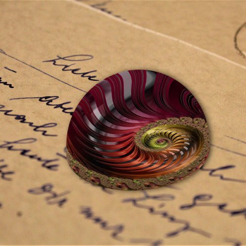Ruby Jeweled Nautilus Snail Shell Fractal Art  Paperweight