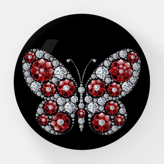 Ruby Jewels Rhinestone Butterfly Paperweight (Front)