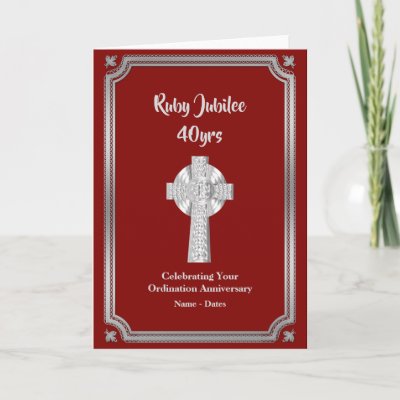 RUBY Jubilee Ordination Anniversary Priest 40th Card