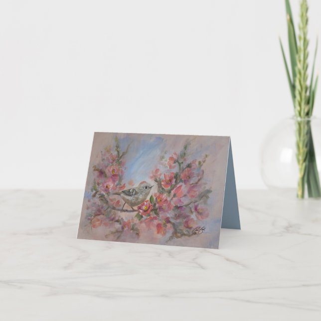 Ruby Kinglet 4" x 5.6"  Birthday/ Letterpress Thank You Card (Front)