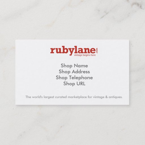 Customizable Ruby Lane Custom Business Card