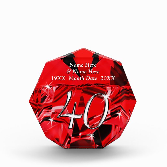 Ruby look Personalized 40th Anniversary Gifts (Front)