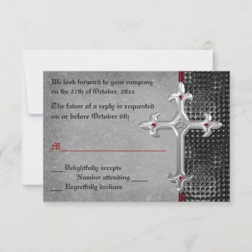 Ruby Medieval Celtic Cross RSVP Card