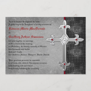 Ruby Medieval Celtic Cross Wedding Invitation