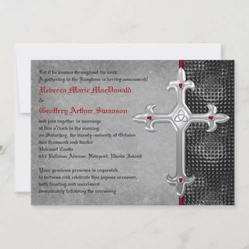 Ruby Medieval Celtic Cross Wedding Invitation