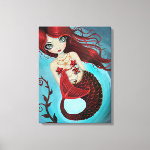 Ruby Mermaid Wrapped Canvas Print