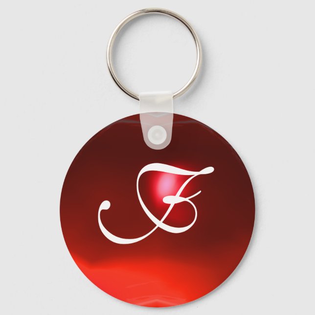 RUBY  MONOGRAM ,red Keychain (Front)