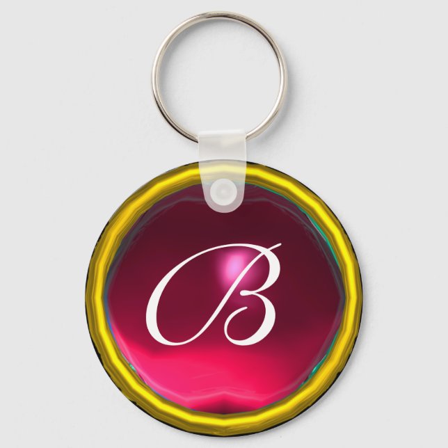 RUBY MONOGRAM ,red pink  yellow Keychain (Front)
