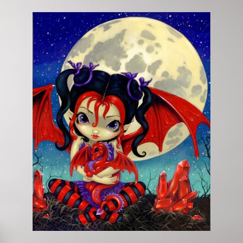 Ruby Moon ART PRINT Ruby Dragonling Dragon Fairy