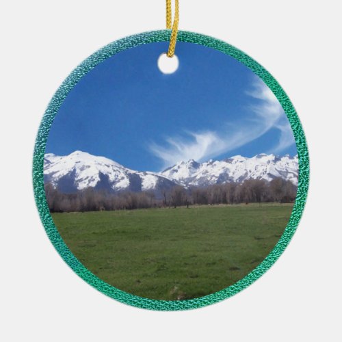 Ruby Mountains In April Ceramic Ornament