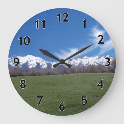 Ruby Mountains in April Large Clock