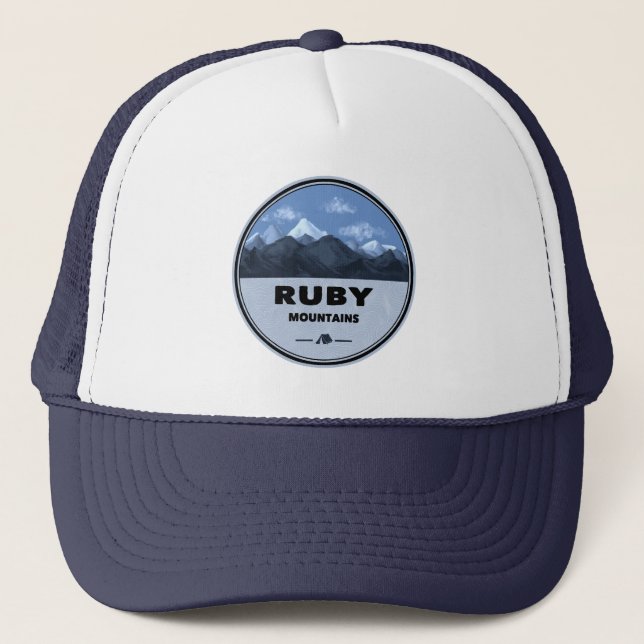 Ruby Mountains Nevada Camping Trucker Hat (Front)