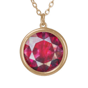 Ruby Natural Gemstone Pattern Gold Plated Necklace